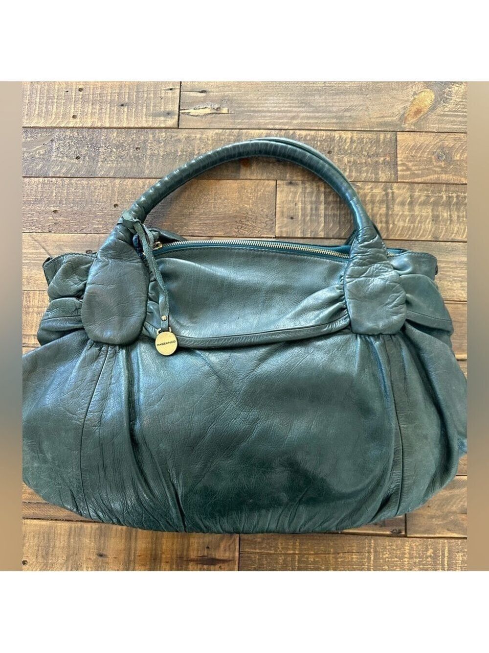 Rabeanco Large Green Genuine Leather Hobo Bag Made